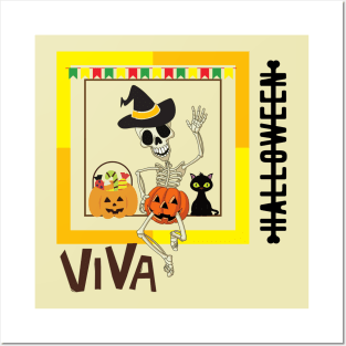 VIVA - HALLOWEEN - Skeleton - Pumpkin Posters and Art